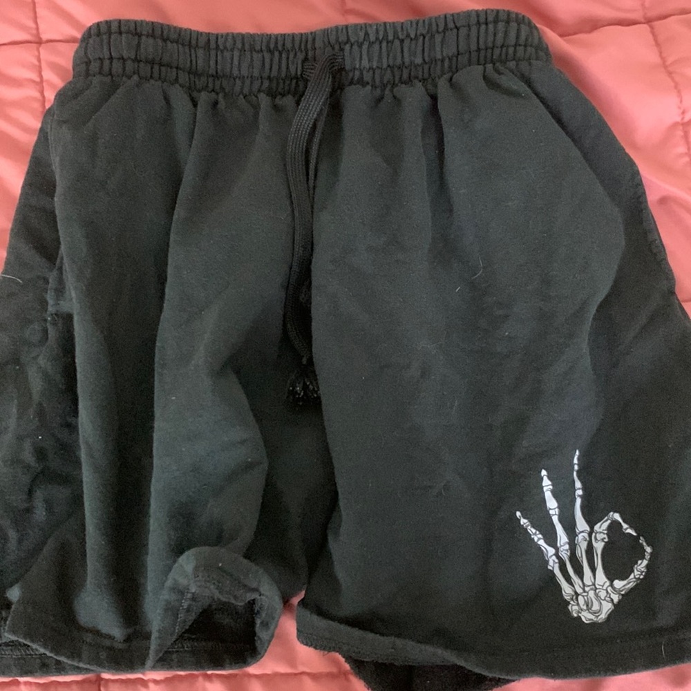 thrifted black skeleton shorts